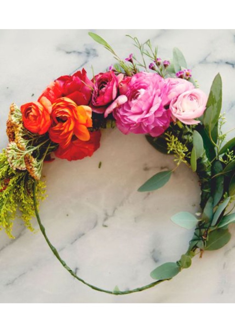 Floral Flower Crown Headband in Pink, Red & Green, and orange. Garden Party.